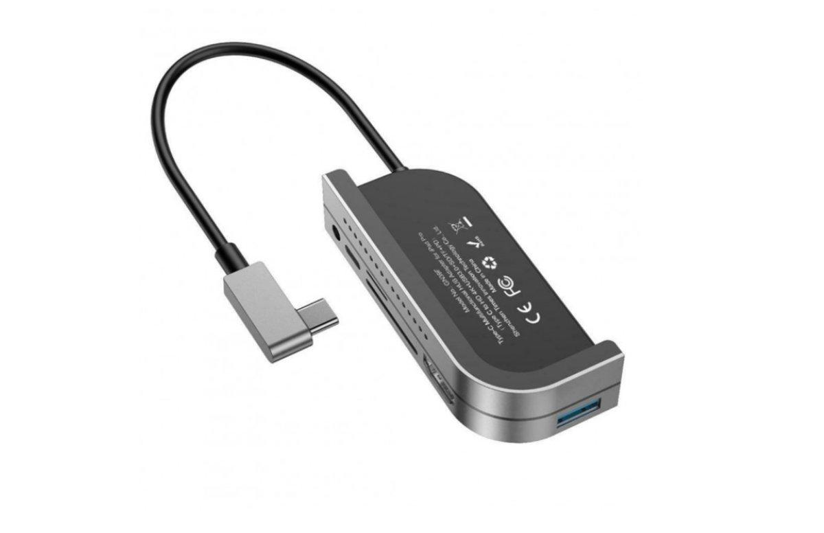 USB-хаб Baseus Bend Angle No.7 Multifunctional Type-C HUB Converter Dark gray