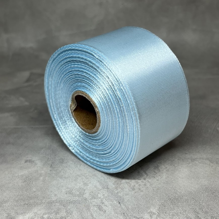 Атласна стрічка 4 см, колір світло-голубий, арт 018022, 1 рулон (23 м), Світло-голубий, фото 1