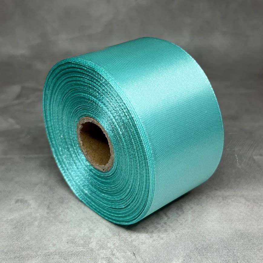 Атласна стрічка 4 см, колір бірюзовий, арт 018030, 1 рулон (23 м), Бірюзовий, фото 1