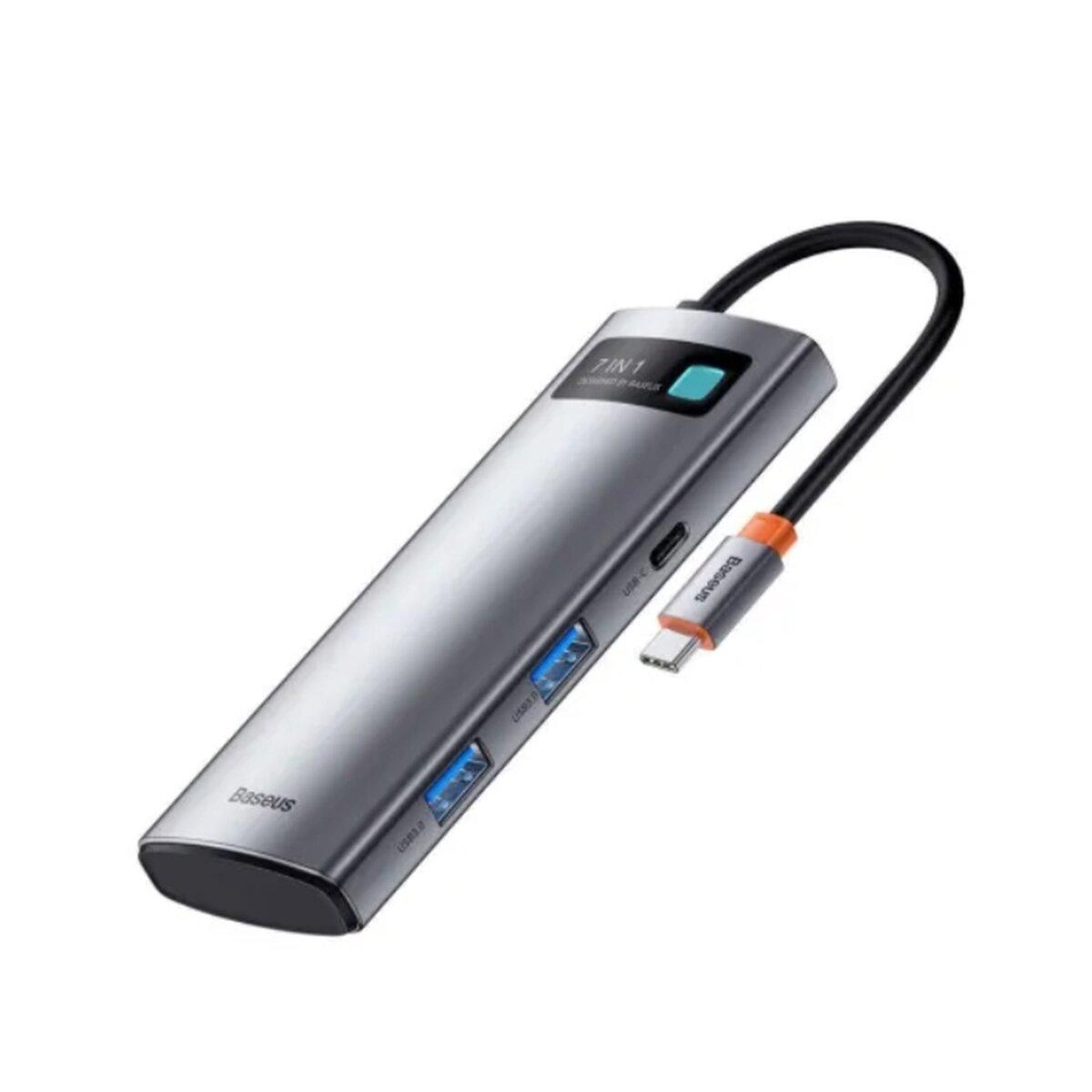 USB-хаб Baseus Metal Gleam Series 7-Port HUB Space Grey (Type-C to HDMI4K@60Hz*1+USB3.0*3+PD*1+SD/TF*1)