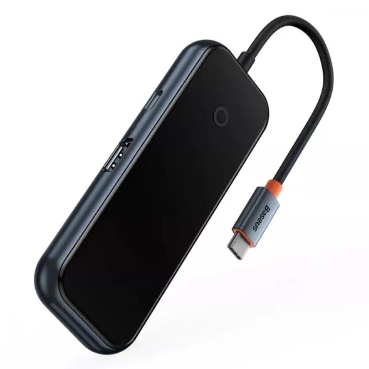 USB-Hub Baseus AcmeJoy 5-Port Type-C HUB Adapter(Type-C to USB3.0*2+USB2.0*1+Type-C PD&Data *1+RJ45*1)Dark