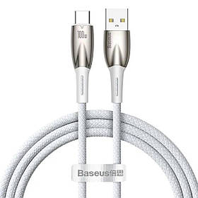 Кабель Baseus Glimmer Series Fast Charging Data Cable USB to Type-c 100W 1m White ly