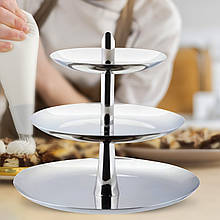 Стійка етажерка для торта 3-ярусна нержавіюча сталь висота 39 см ЕМ-9691 (204)