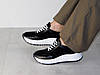 Кросівки жіночі з натуральної шкіри та замші чорні на білій підошві, фото 3