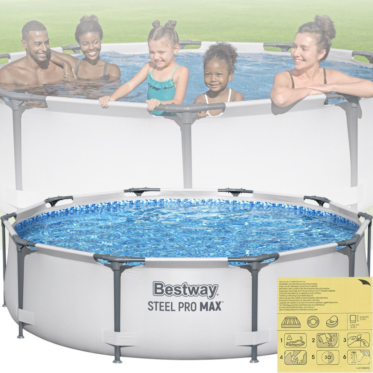 Сімейний круглий каркасний басейн 305 x 76 см Bestway 56406 для відпочинку на 4678 л Сірий