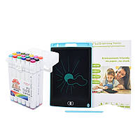 Скетч маркери 18 шт для малювання двосторонні + Планшет