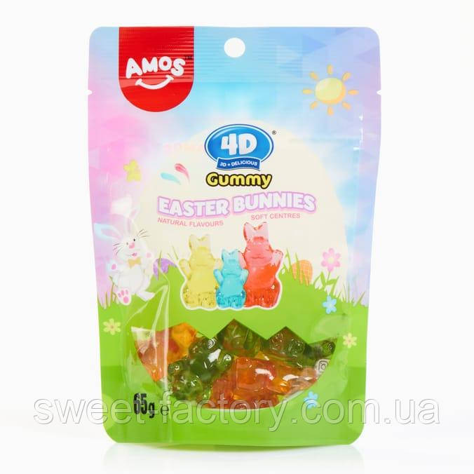 Желейні цукерки Amos 4D Gummy Easter Bunnies 65g, фото 1
