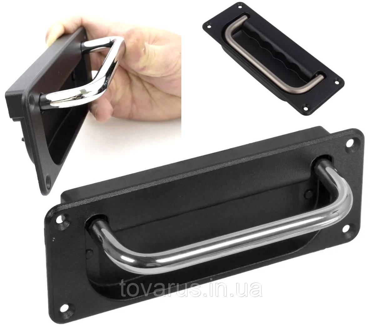 Врізна металева відкидна ручка на пружині, фото 1