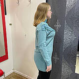 Жіночий светр джемпер подовжений теплий з мереживом М м'ята, фото 3