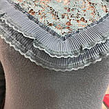 Жіночий светр джемпер подовжений теплий з мереживом М м'ята, фото 6