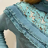 Жіночий светр джемпер подовжений теплий з мереживом М м'ята, фото 7