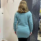 Жіночий светр джемпер подовжений теплий з мереживом М м'ята, фото 4