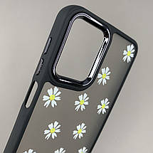 Чохол для Motorola G14 матовий чохол з білими ромашками на телефон моторола г14 чорний q04h, фото 3