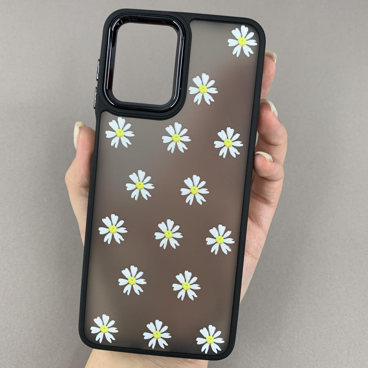 Чохол для Motorola G14 матовий чохол з білими ромашками на телефон моторола г14 чорний q04h