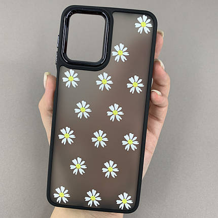 Чохол для Motorola G14 матовий чохол з білими ромашками на телефон моторола г14 чорний q04h, фото 1