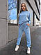 Стильний жіночий літній базовий прогулянковий костюм California худи з капюшоном і штани джогери двонитка, фото 6