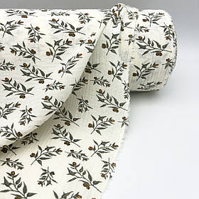 Муслін жатий 2-х "Оливкові гілки на молочному" 160 см