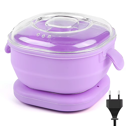 Воскоплав банковий для депіляції WAX WARMER мл на 100 Вт на підставці, бузковий силіконовий, фото 1