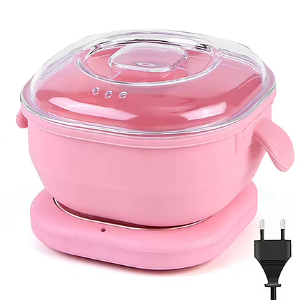 Воскоплав банковий для депіляції WAX WARMER мл на 100 Вт на підставці, рожевий силіконовий, фото 1