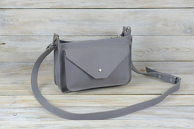 Жіноча сумка Амелія з натуральної шкіри колір Сірий