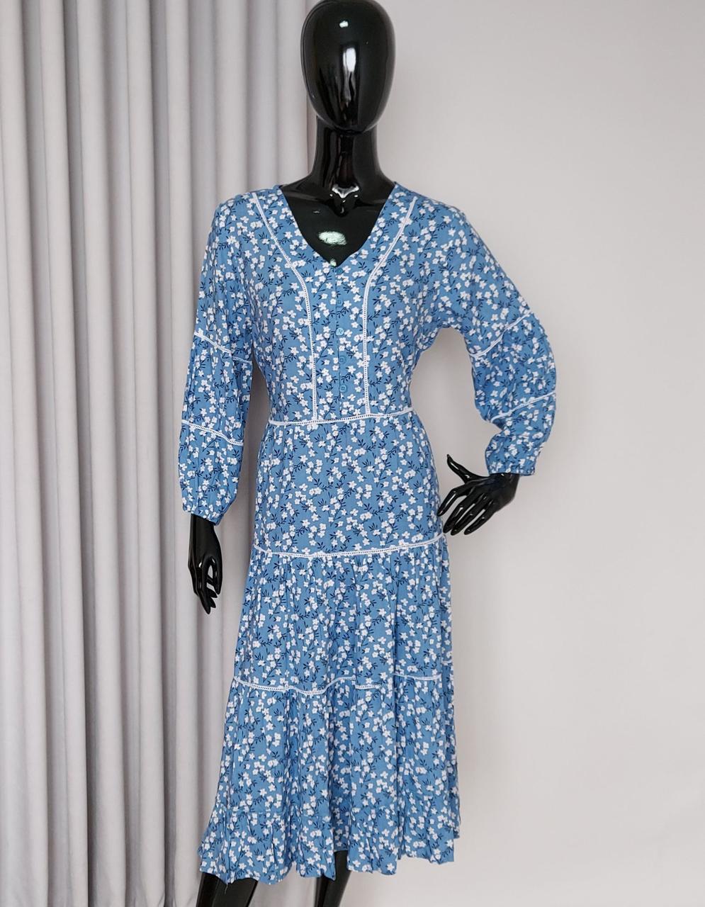 Плаття жіноче блакитного кольору з поясом (з M по 2XL)