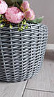 Набір сірих кошиків для квітів, кашпо зі штучного ротанга для рослин ручної роботи 12 л, фото 3