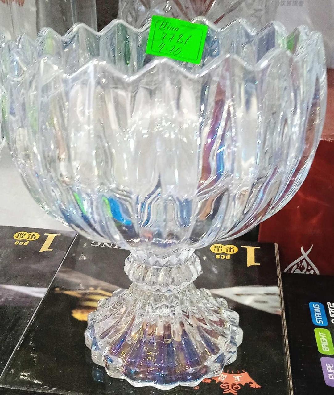 Цукерниця на ніжці скляна 19 см Yujing 7781, фото 1