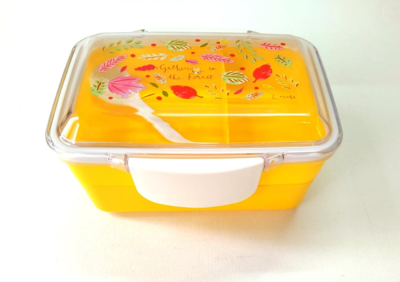 Ланчбокс пластиковий, герметичний зі знімною перегородкою та ложкою, фото 1