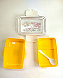 Ланчбокс пластиковий, герметичний зі знімною перегородкою та ложкою, фото 3