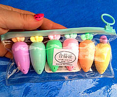 Набір міні маркерів текстовиділячів 6 штук "Морквини" у сумочці | Текст маркери |