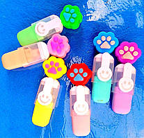 Набір міні маркерів текстовиділячів 6 штук "Лапка смайлик" у сумочці | Текст маркери |