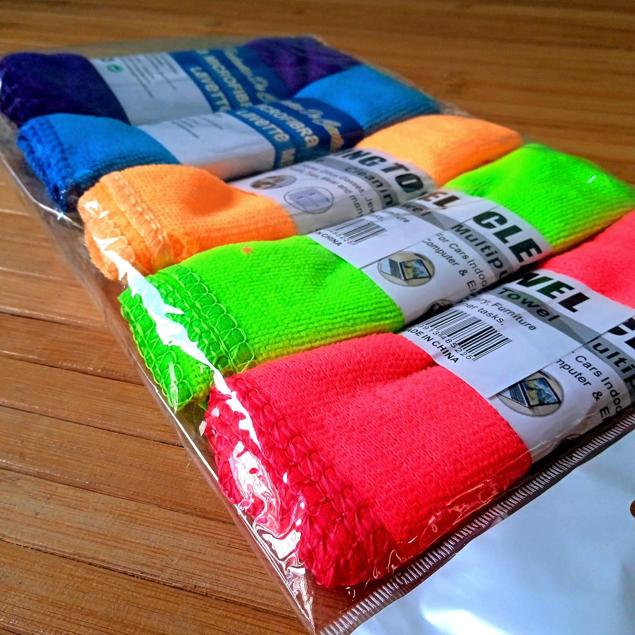 Набір рушників з мікрофібри 29*27 см 5 шт. | серветки для прибирання | набір кухонних рушників |, фото 1