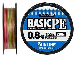 Шнур Sunline Basic PE 200m (Multi Color) #0.8/0.153mm 12lb/6kg