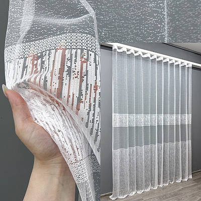 Готова тюль (3х2,7м.) жакард. Колір білий. Код 1628т 42-0571