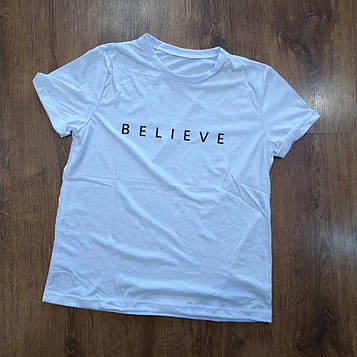 Жіночі футболки "BELIEVE" Туреччина Білі