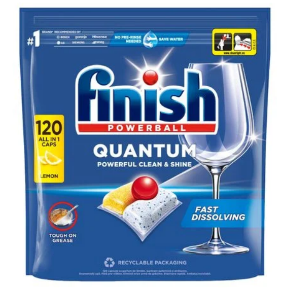 Таблетки для миття посуду в посудомийних машинах Finish Quantum All in 1 Lemon, 120 шт