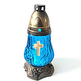 Лампадка кольорова скляна з хрестом 20 см, фото 2