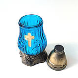 Лампадка кольорова скляна з хрестом 20 см, фото 4