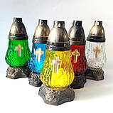 Лампадка кольорова скляна з хрестом 20 см, фото 5