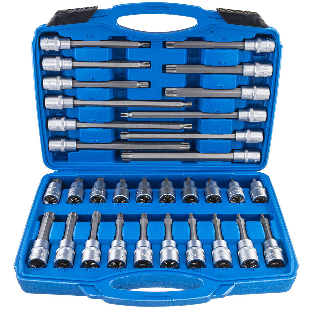 Набір біт TORX (T20-T70) впресованих у головку 1/2″ 32 ел. Vorfal V08403, фото 1