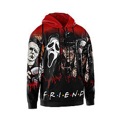 Худі чоловіче з принтом «Друзі жаху. Horror Friends» червоний
