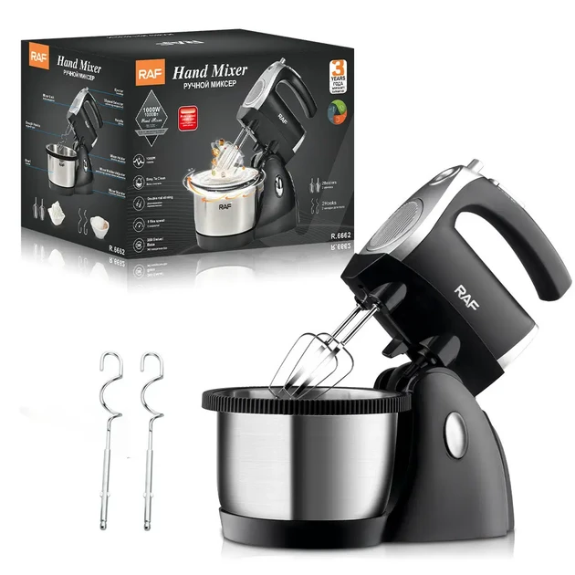 Ручний міксер 5 швидкостей із чашею 2.5 л з неіржавкої сталі RAF R.6662 1000 Вт
