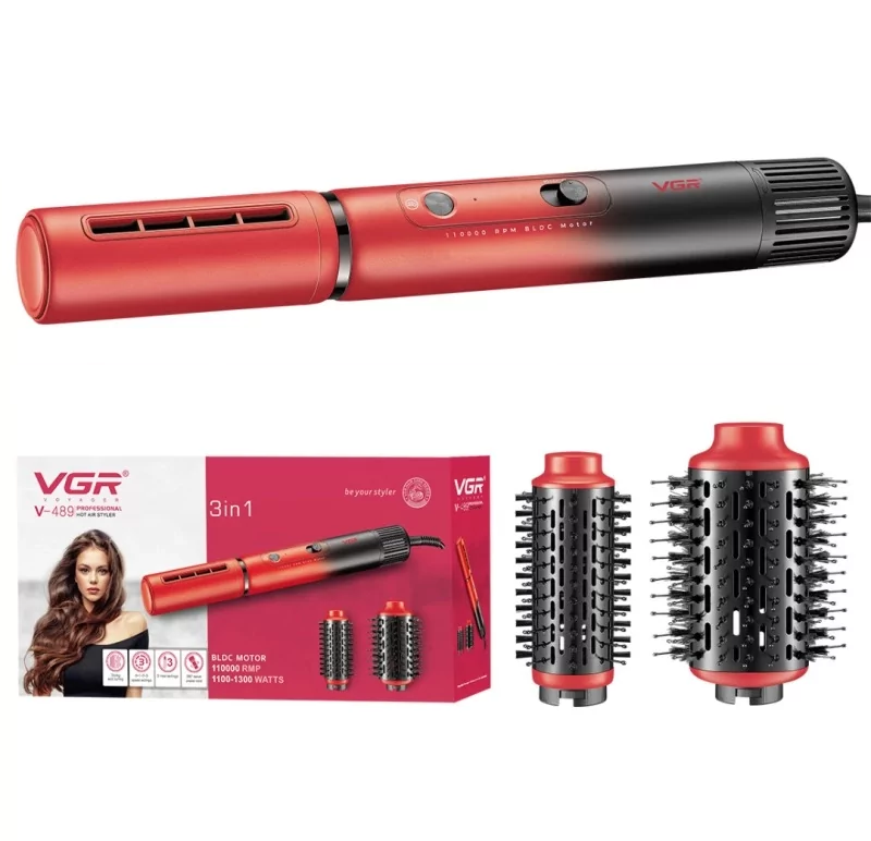 Фен-щітка для волосся VGR V-489 (Червоний), фото 1