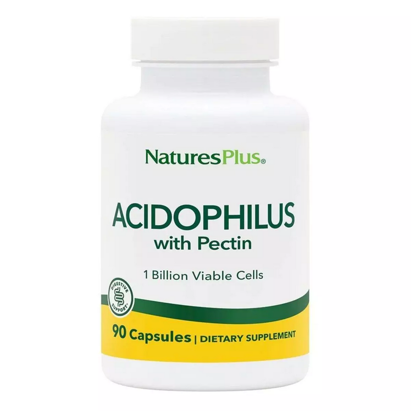 Ацидофільні бактерії з пектином, Acidophilus with Pectin, Natures Plus, 90 капсул