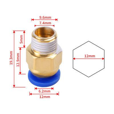 Фитинг PC6-01 для PTFE тефлоновой трубки, Латунь