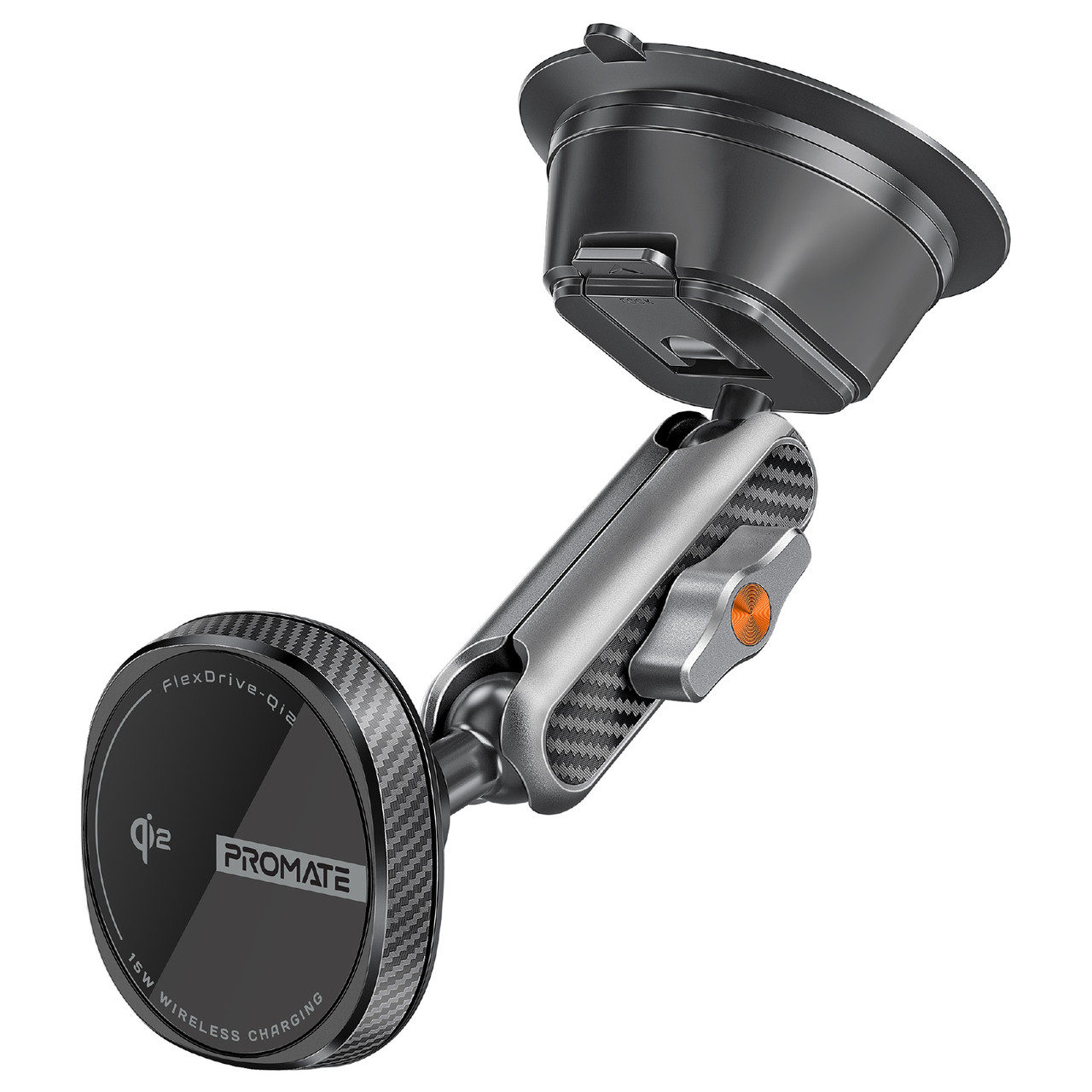 Автотримач для телефона магнітний з бездротовою зарядкою Promate FlexDrive-Qi2 Black (flexdrive-qi2), фото 1