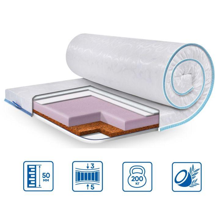 Тонкий матрац-топер на диван Cocos Komfort 70x190, TM Eurosleep, жакардовий чохол, фото 1