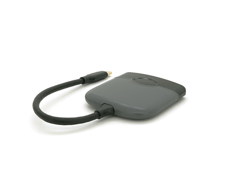Хаб Type-C(тато) пластиковий, HDMI(мама)+USB3.0(мама)+PD(мама), 23cm, Black, фото 3