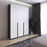 Шафа на 3 двері зі штангами та полицями для одягу, з чорними ручками M-32, фото 8