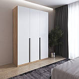 Шафа на 3 двері зі штангами та полицями для одягу, з чорними ручками M-32, фото 9